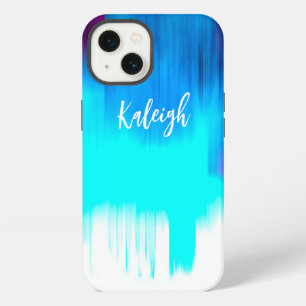blaue und türkisfarbene Pinselstriche fügen Sie Ih iPhone 13 Hülle