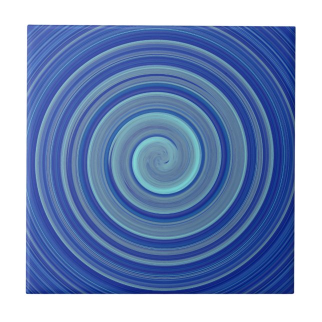 Blaue und türkisfarbene Spirale Fliese (Vorderseite)