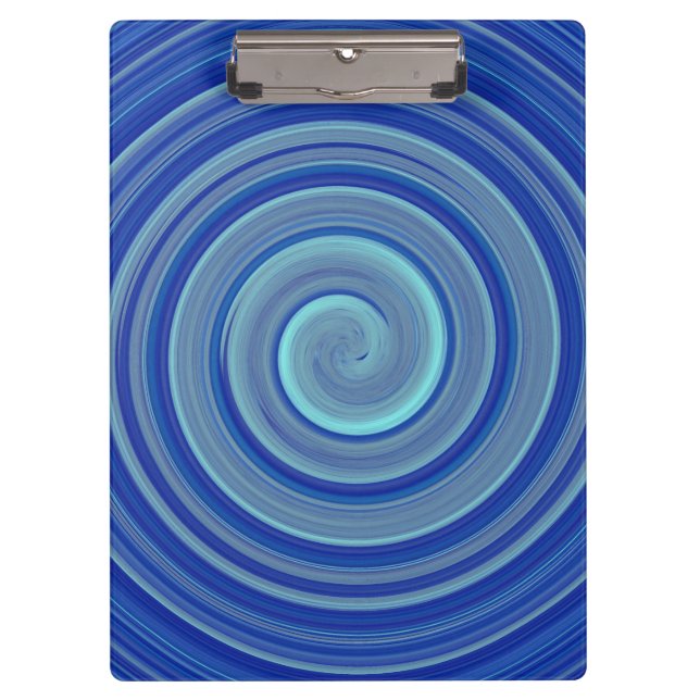 Blaue und türkisfarbene Spirale Klemmbrett (Vorderseite)
