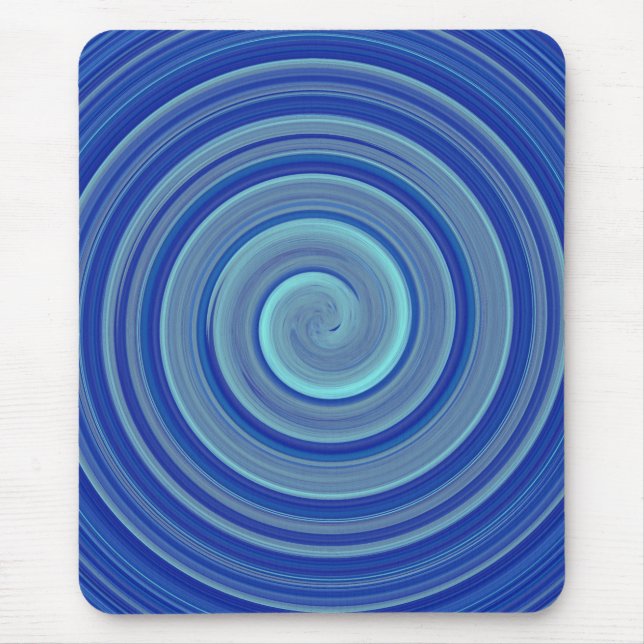 Blaue und türkisfarbene Spirale Mousepad (Vorne)
