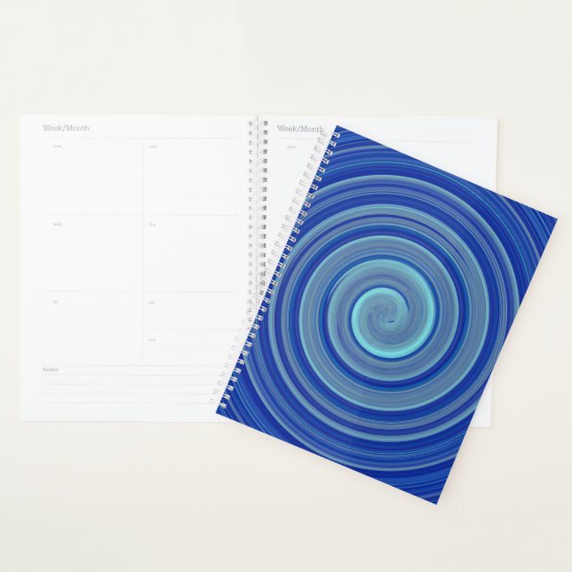 Blaue und türkisfarbene Spirale Planer (Anzeige)
