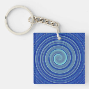 Blaue und türkisfarbene Spirale Schlüsselanhänger