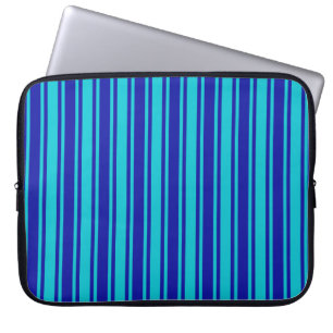 Blaue und türkisfarbene Streifen Laptopschutzhülle