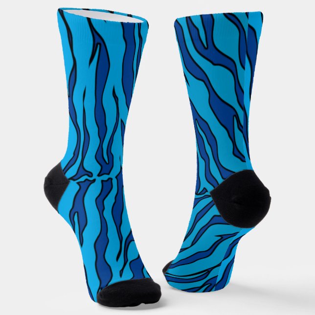 Blaue und türkisfarbene Tigerstreifen Socken (Gewinkelt)