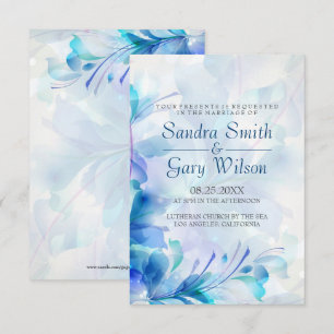 Blaue und violette abstrakte Blumen Hochzeit Einladung