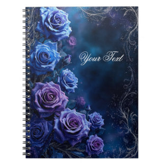 Blaue und violette Fantasie-Hochzeitsrosen Notizblock