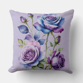 Blaue und violette Rose (lila) Kissen