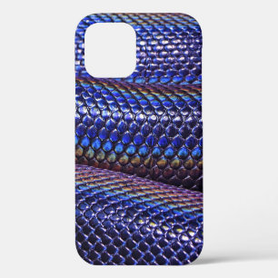 Blaue und violette Schlangenhaut iPhone 12 Hülle