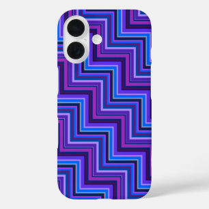 Blaue und violette Streifen Treppe iPhone 16 Hülle