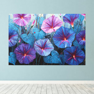 Blaue und violette Trichterwinden-Malerei Abstract Leinwanddruck