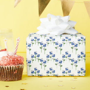 Blaue und weiße abstrakte Blumen Geschenkpapier