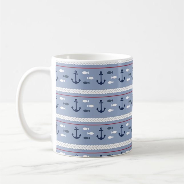 Blaue und weiße Anker Kaffeetasse (Links)