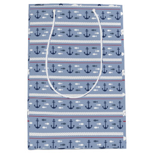 Blaue und weiße Anker Mittlere Geschenktüte