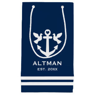 Blaue und weiße Ankernacht Hochzeitsgeschenk Kleine Geschenktüte