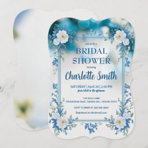 blaue und weiße antike Chinoiserie-Brautdusche Save The Date