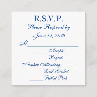 Blaue und Weiße Antwort-RSVP-Karten Begleitkarte