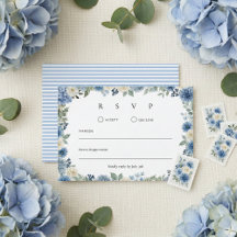 Blaue und weiße Aquarell-Blumenhochzeit