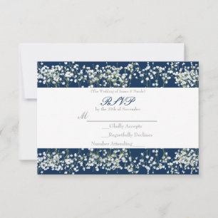 Blaue und weiße Babys Atem Hochzeit RSVP-Karte RSVP Karte