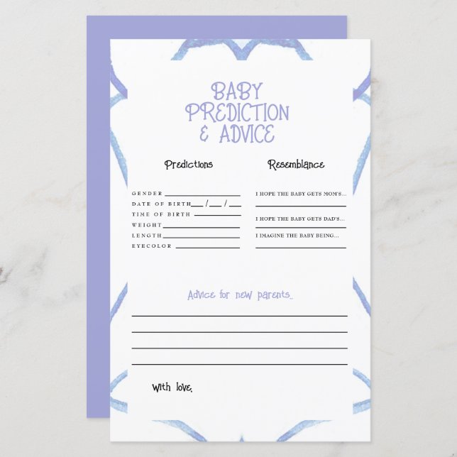 Blaue und weiße Babyvoraussagen (Vorne/Hinten)