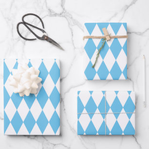 Blaue und weiße bayerische Raute-Flaggenmuster Geschenkpapier Set