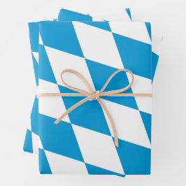 Blaue und weiße Bayern Diamantflagge Geschenkpapier Set