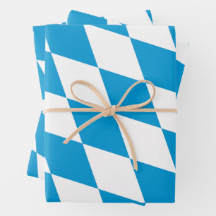 Blaue und weiße Bayern Diamantflagge Geschenkpapier Set