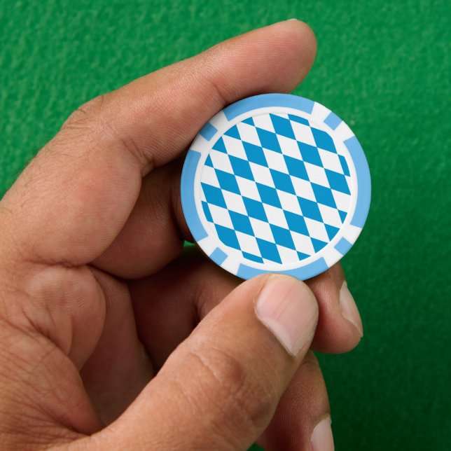 Blaue und weiße Bayern Diamantflagge Pokerchips (Hand)