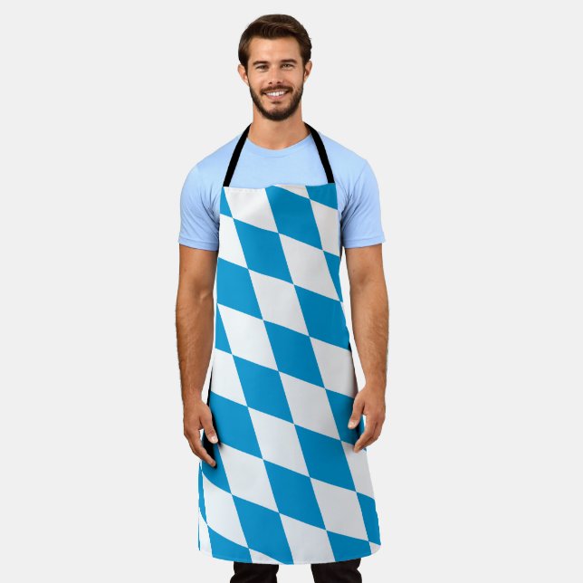 Blaue und weiße Bayern Diamantflagge Schürze (Getragen)