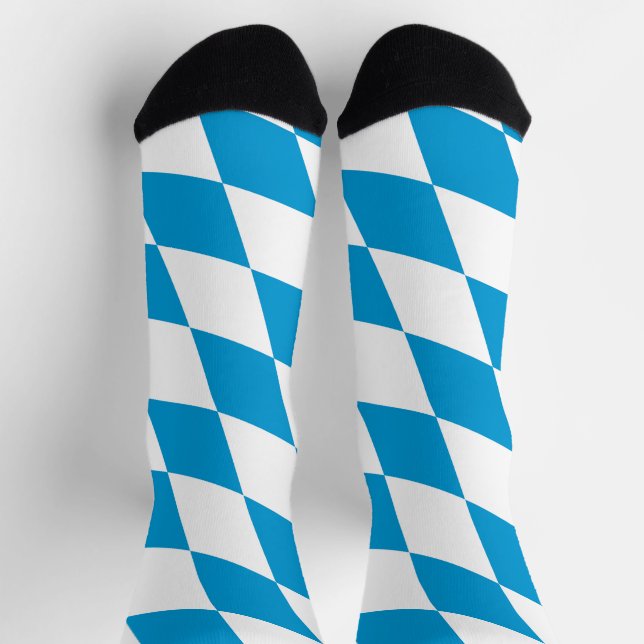 Blaue und weiße Bayern Diamantflagge Socken (Oben)