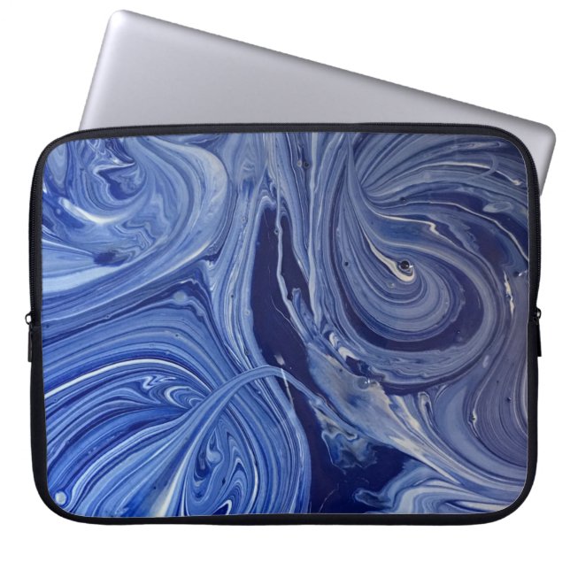 Blaue und weiße Bilder Laptopschutzhülle (Vorderseite)