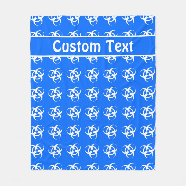 Blaue und weiße Biogefährdung Warnhinweise mit Tex Fleecedecke (Vorderseite)