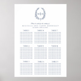 Blaue und weiße Blätter im Hochzeitsstift Poster
