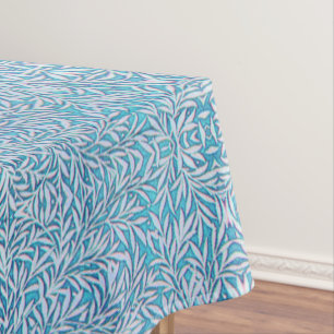 Blaue und weiße Blätter Tischdecke