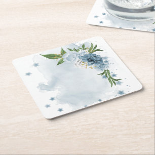 blaue und weiße Blumen botanisch Rechteckiger Pappuntersetzer