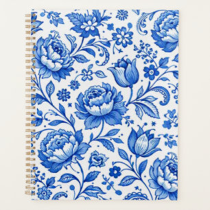 Blaue und weiße Blumen Eleganz Planer