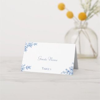 Blaue und weiße Blumen-Hochzeitsplatzkarten Platzkarte