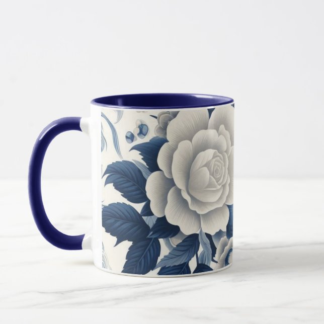 Blaue und weiße Blumen Tasse (Links)