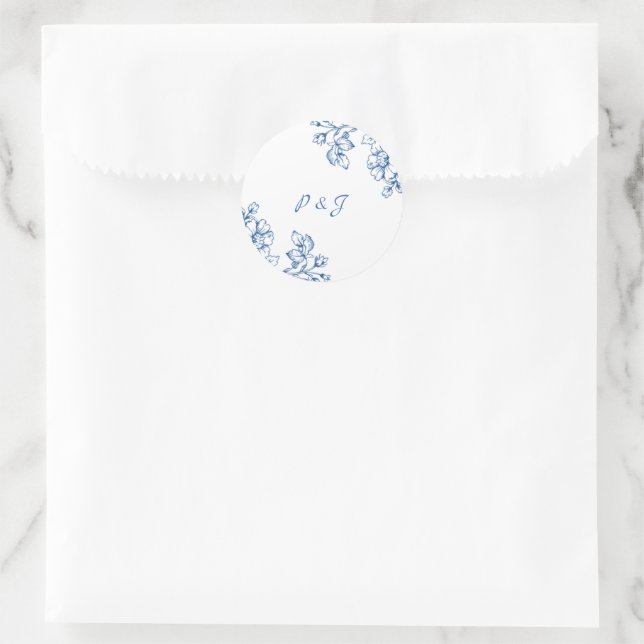 Blaue und weiße Blumenaufkleber Runder Aufkleber (Tasche)