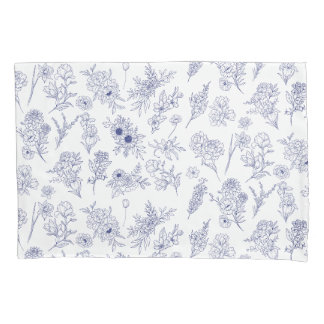 Blaue und weiße Blumenkissenbezüge Kissenbezug