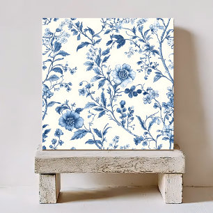 BLAUE UND WEIßE BLUMENMUSTER VINTAGE-STIL FLIESE