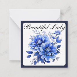 Blaue und weiße Blumenpracht Mitteilungskarte