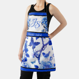 Blaue und weiße Blumenpracht Schürze