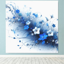 Blaue und weiße Blumenranke