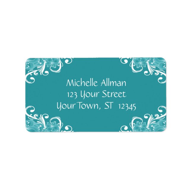 Blaue und weiße Blütenfarben Adressaufkleber (Vorne)