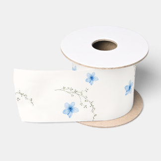 Blaue und weiße botanische Bliss-Schleife Satinband