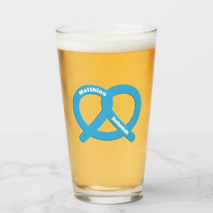 Blaue und weiße Bretzel Funny Brezel Oktoberfest Glas