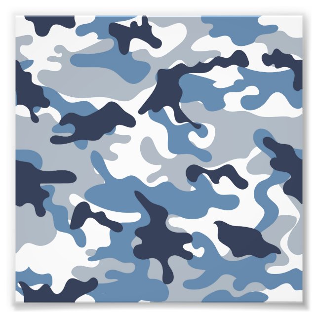 Blaue und weiße Camouflage Fotodruck (Vorne)