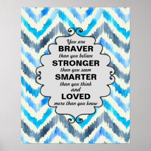 Blaue und weiße Chevron-Worte der Ermutigung Poster