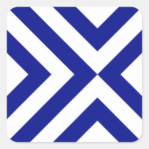 Blaue und weiße Chevronen Quadratischer Aufkleber