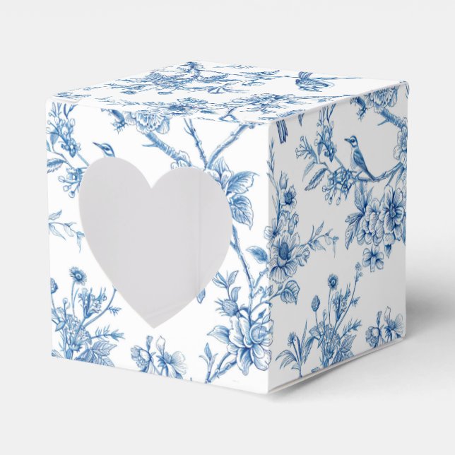 Blaue und weiße Chinoiserie Blumenvögel Geschenkschachtel (Vorderseite)